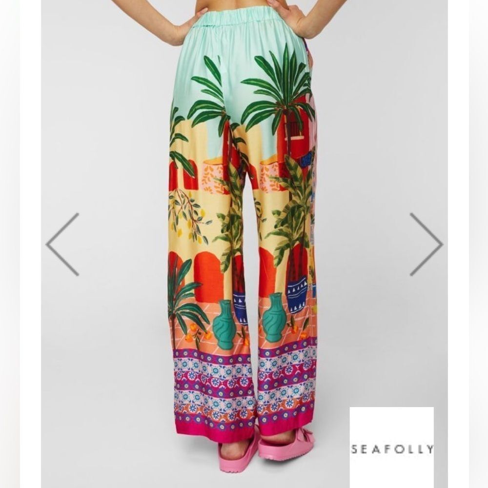 Seafolly On Vacation Silk Pant size Medium Cat Lovers - Picture 6 of 13